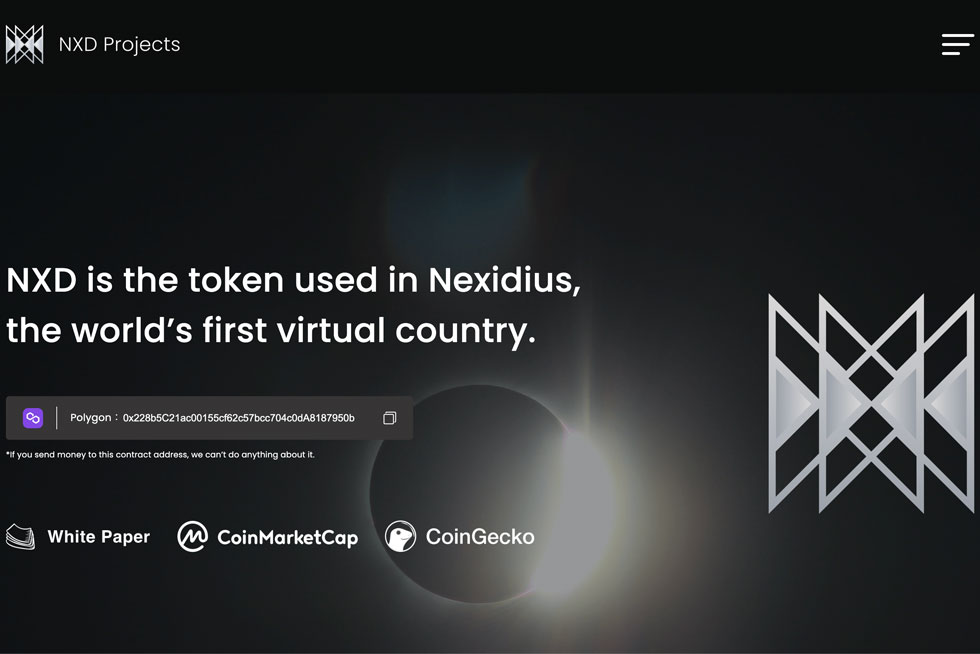 NXD Projects - NXD is the token used in Nexidius, the world’s first virtual country.