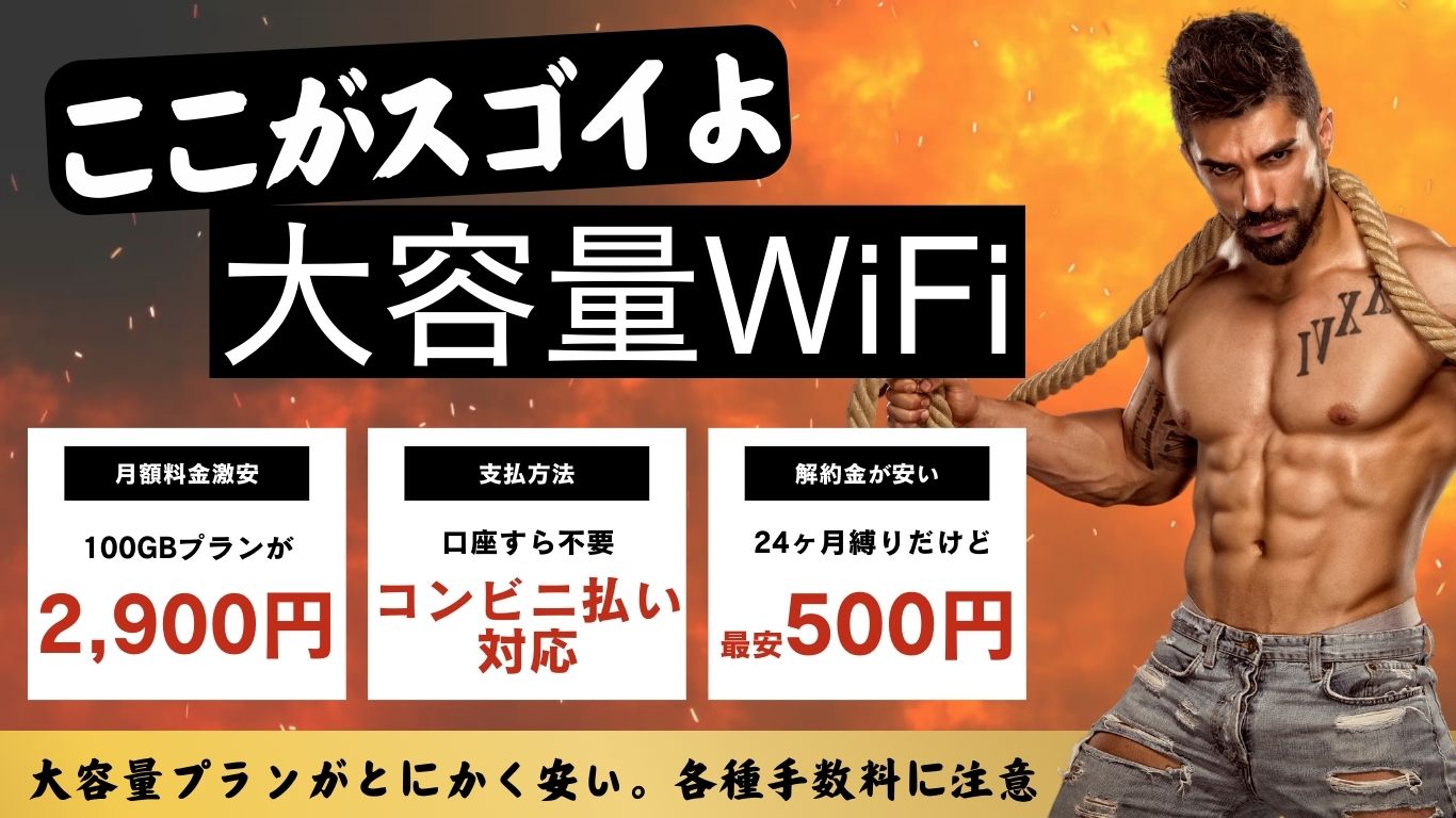 大容量WiFiはとにかく料金が安い！